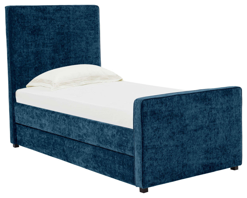 Delilah Navy Textured Velvet Trundle in Twin