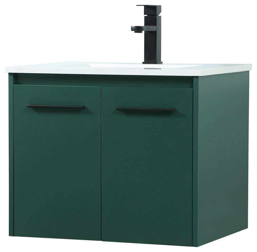 Phoebe Single Bathroom Vanity, Green, 24", Without Backsplash