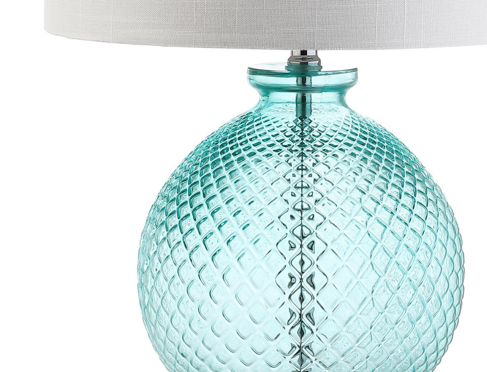 Estelle 26" Glass and Crystal Table Lamp, Aqua