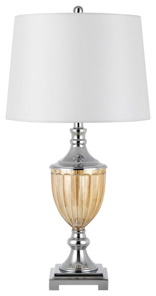 Set of Two 29" Silver Metal Two Light Desk Table Lamps With White Globe Shade
