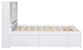 Gewnee win Size Wood Platform Bed with House-shaped Headboard in White