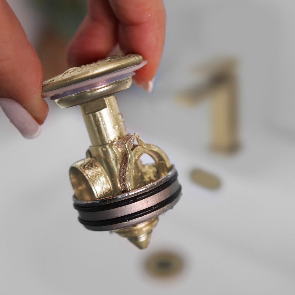 STYLISH Brushed Gold Pop-Up Bathroom Sink with Overflow