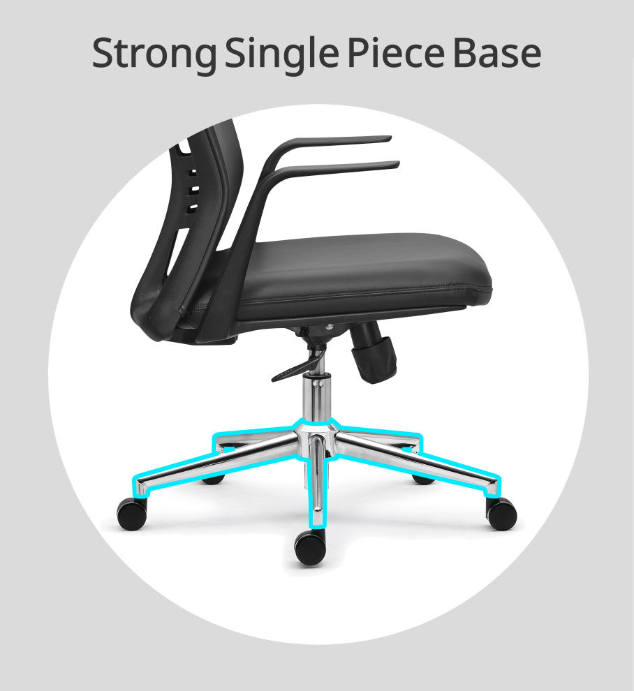Modern Ergonomic Office Chair Faux Leather Upholstery Lumbar Support, Black