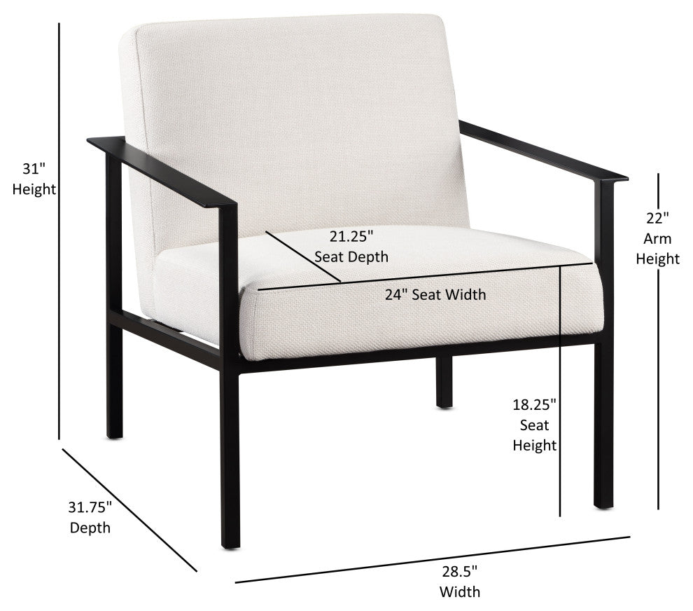 Milano Stationary Metal Accent Chair, Oatmeal