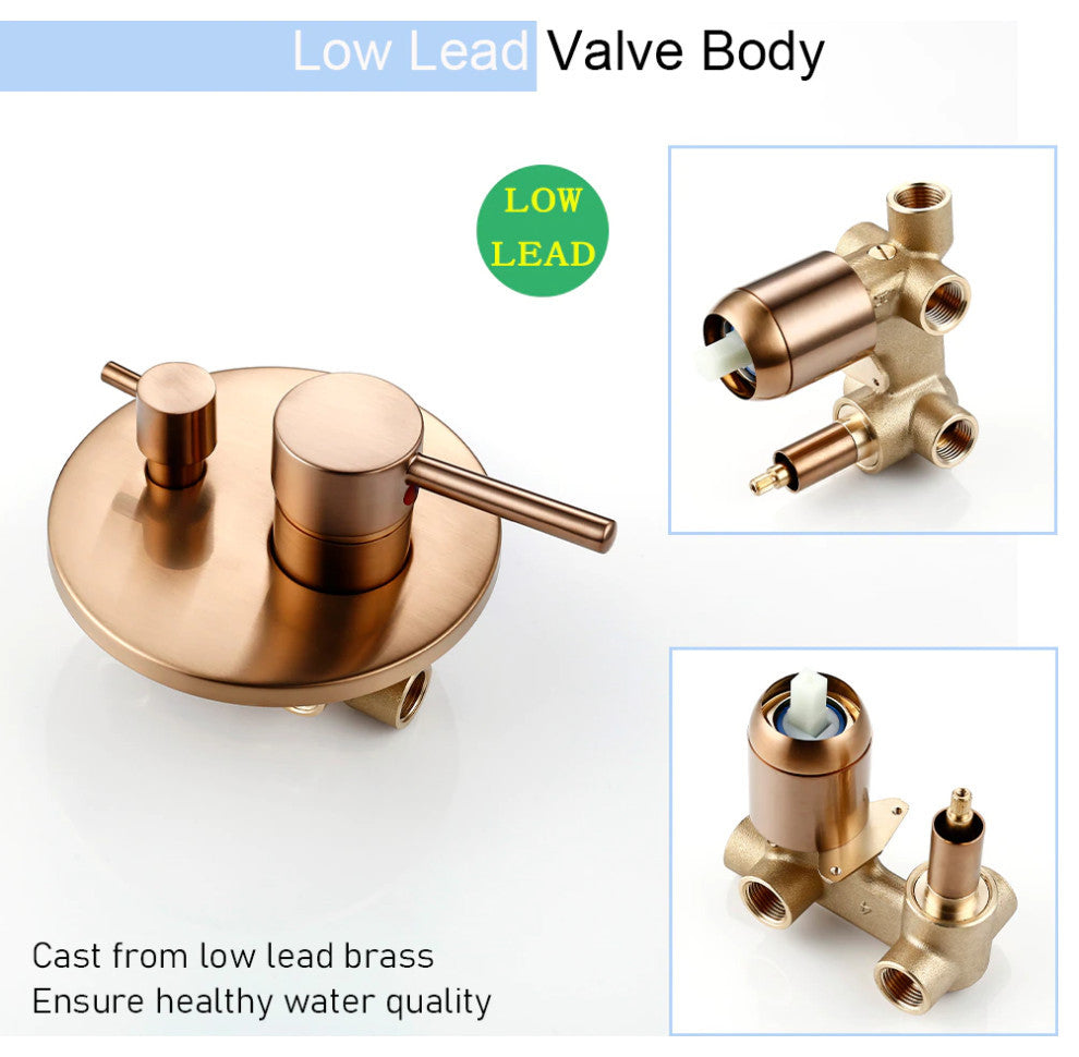 Wasser Complete Shower System With Bathtub Filler, Rose Gold
