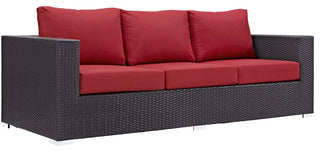 Modway Convene 3 Piece Outdoor Patio Sofa Set, Espresso Red