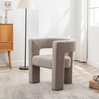 28" Wide Boucle Upholstered Square Armchair, Oatmeal