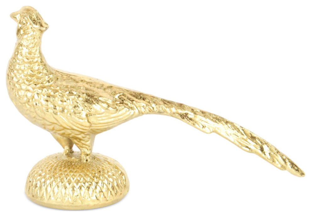 Lirondelle Golden Cast Iron Peacock Figurine