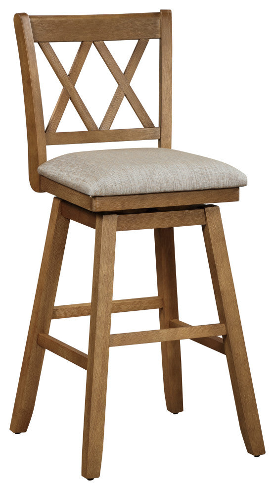 Brookline Oak High Back Wood Bar Stool, 42.5 in.