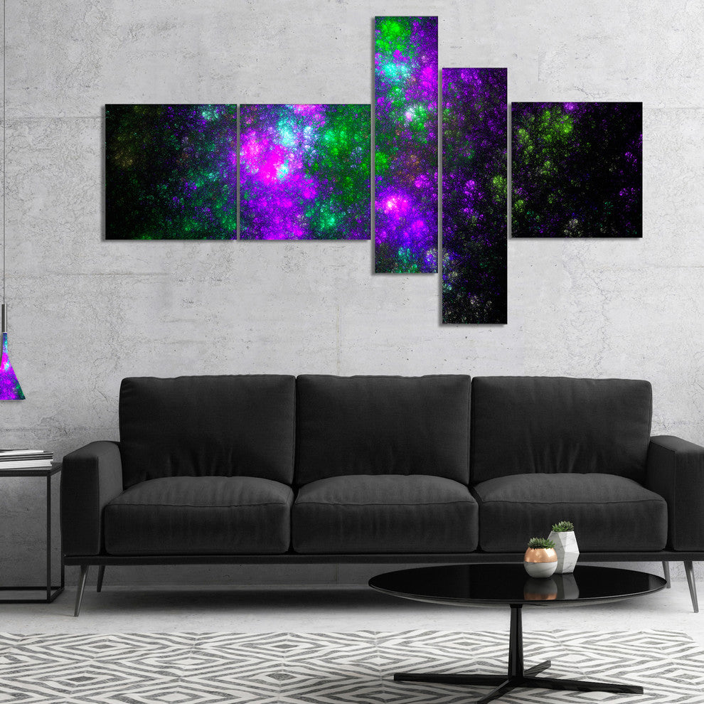 Explosion Supernova Fractal Art, Abstract Canvas Art Print, 60"x32", 5 panels