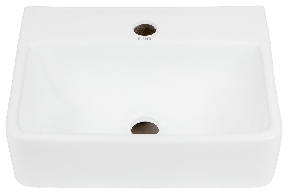 ELANTI EC1808 Porcelain Rectangular Basin Wall-Mounted Sink, White