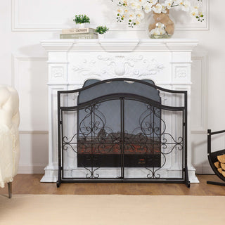 2-Panel Iron Fireplace Screen
