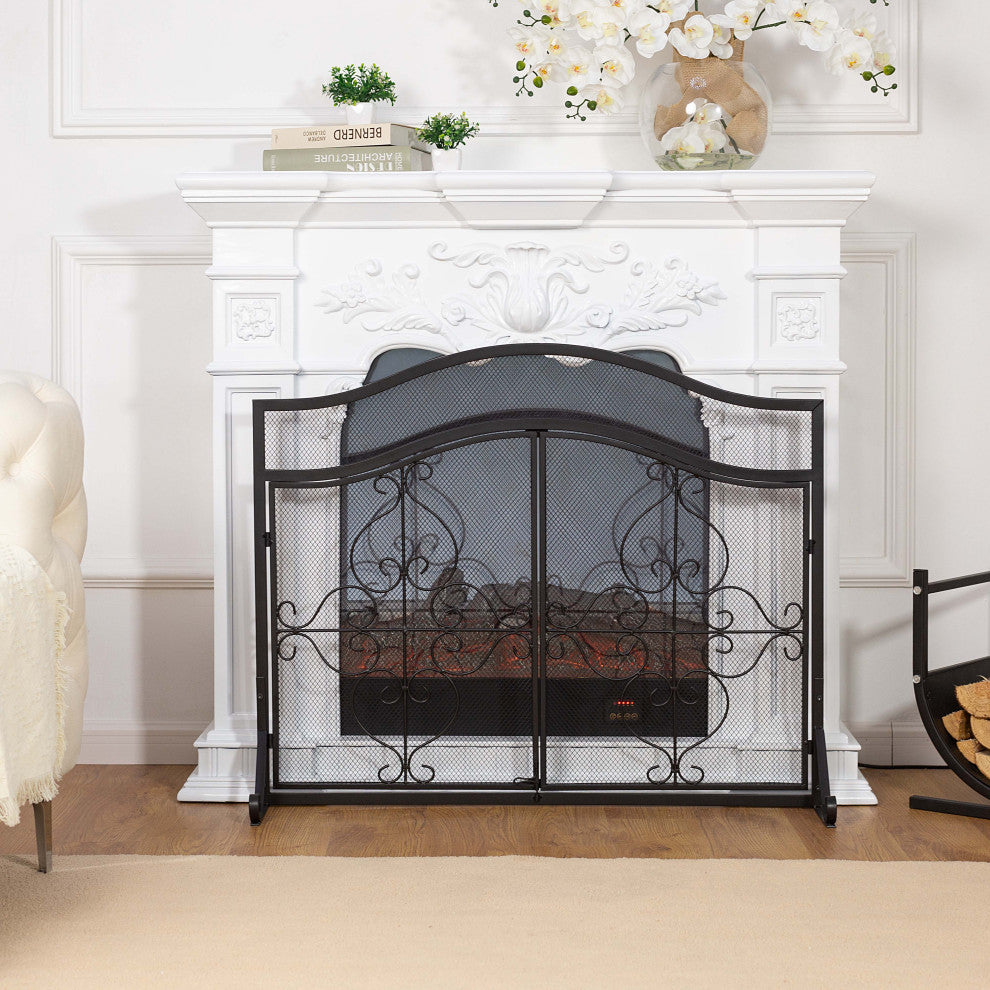 2-Panel Iron Fireplace Screen