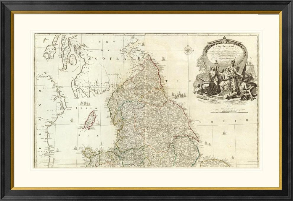 "England and Wales (Northern section), 1790"  by John Rocque, 46x39"