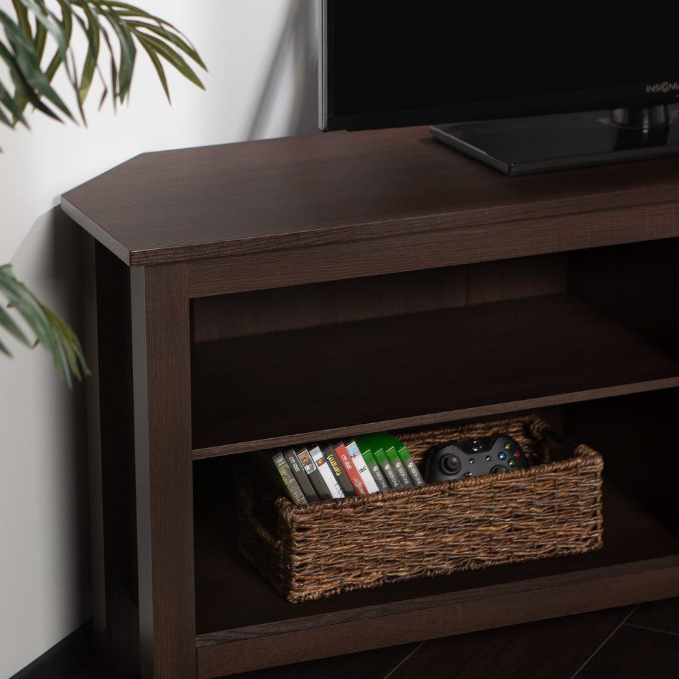 58" Wood Corner TV Console, Espresso