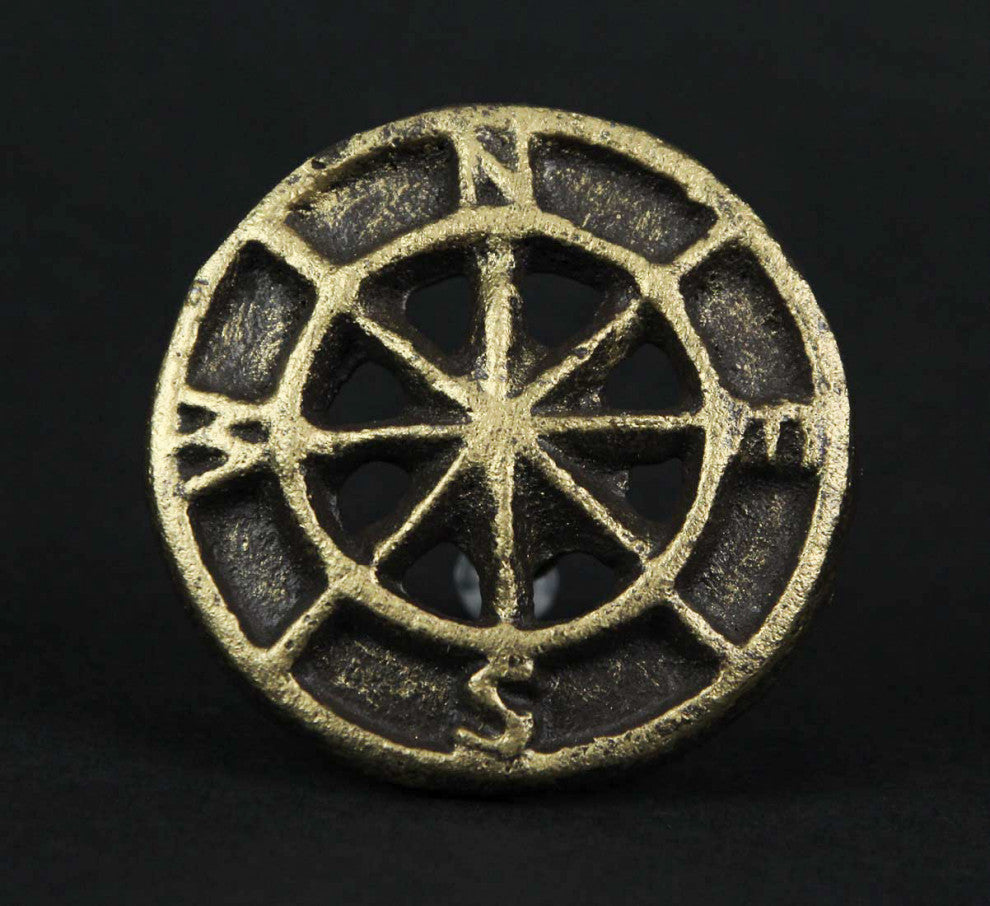 Set of 12 Bronze Cast Iron Cabinet Hardware Knob Compass Rose Drawer Pull Handl