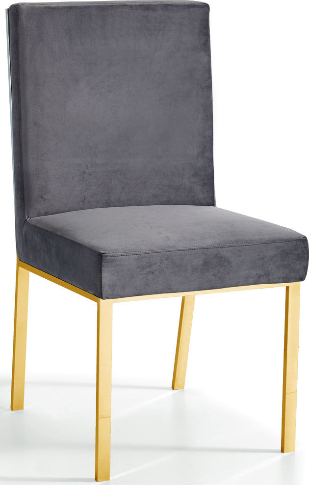 Opal Velvet Dining Chairs, Set of 2, Gray, Gold Base