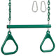 Swing Set Trapeze With Rings and Coated Chain, Green