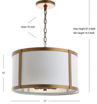 Thatcher Metal LED Pendant Light, 17", Gold, White
