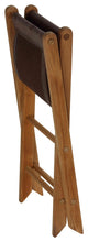 Bare Decor Davie Genuine Teak and Leather Folding Accent Stool in Brown, 18"