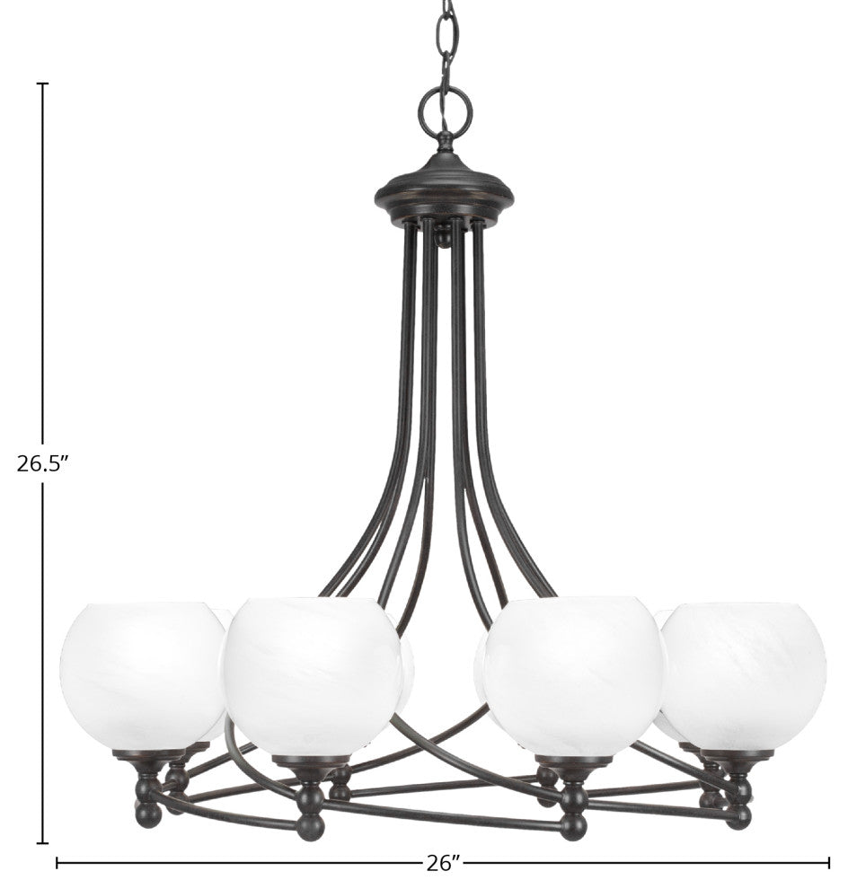 Capri 8-Light Chandelier, Dark Granite/White Marble