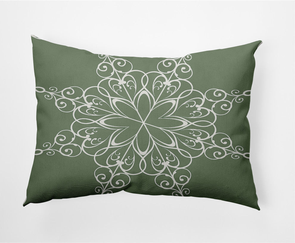 Snowflake Decorative Throw Pillow, Sage Green, 14"x20"
