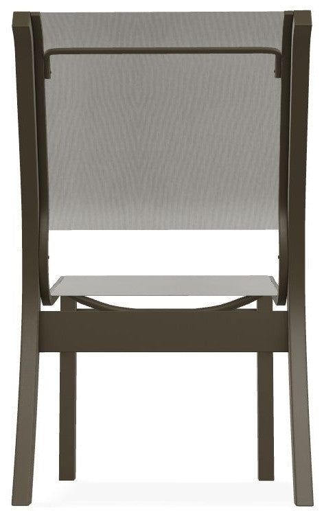 Leeward Sling Stackable Outdoor Dining Chair, Augustine Oyster/Beachwood