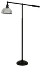 58" Black Swing Arm Floor Lamp With Clear Transparent Glass Dome Shade