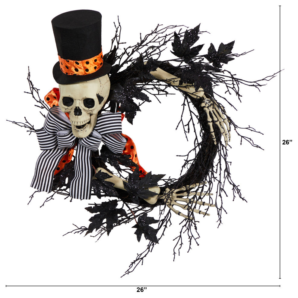 Nearly Natural W1199 26" Halloween Dapper Skeleton Wreath