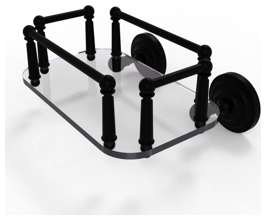Que New Wall Mounted Glass Guest Towel Tray, Matte Black