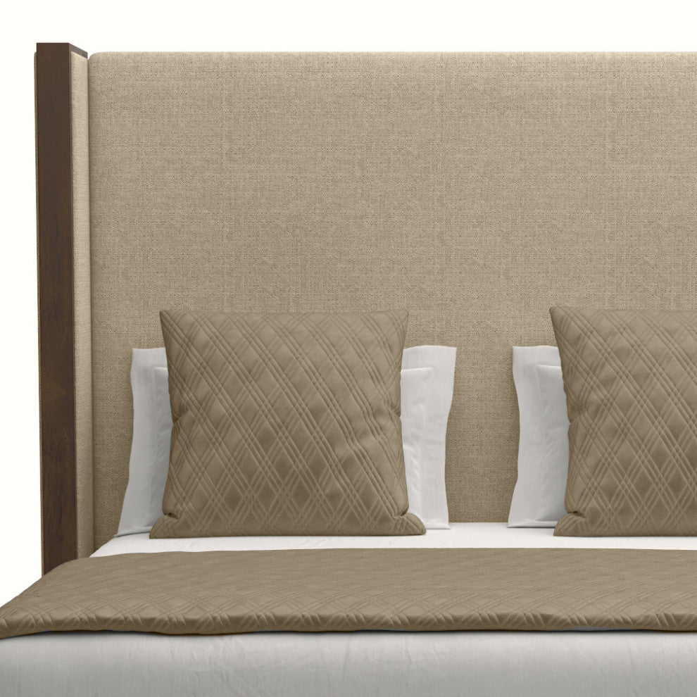 Nativa Interiors Irenne Plain Bed, Flax, Queen, Medium Headboard