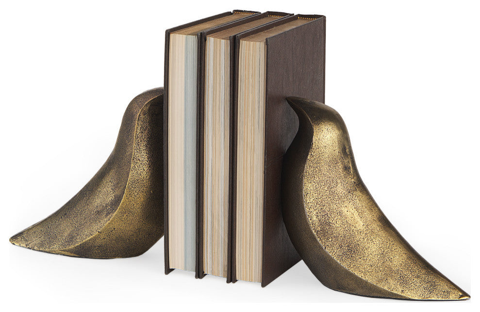 Dover, 2-Piece Set, 15Lx4W Gold Aluminum Dove Bookends