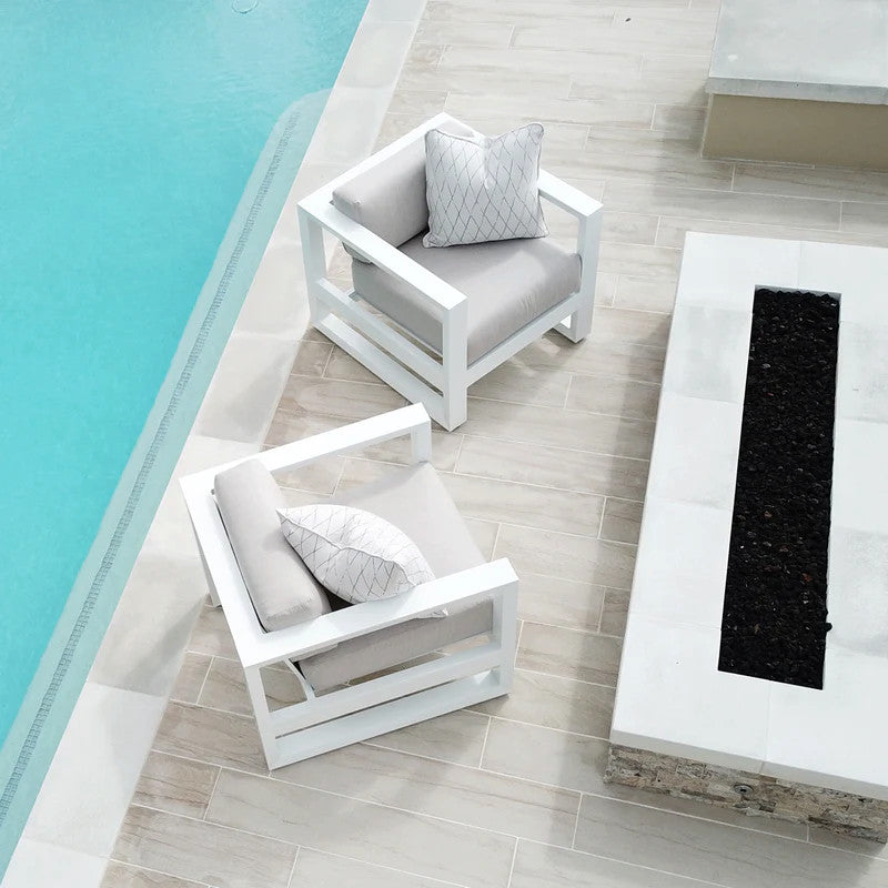 Newport Sleek Modern Design Sunbrella Upholstered Comfort Outdoor Club Chair