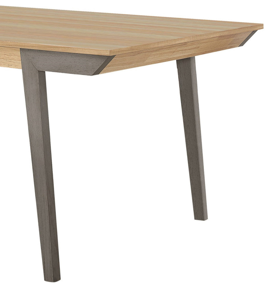 Rectangular Wood Dining Table, Natural Acacia and Gray
