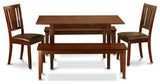 5 Pc Small Kitchen Table Set - Table, Leaf Plus 2 Kichen Chairs And 2 Benches