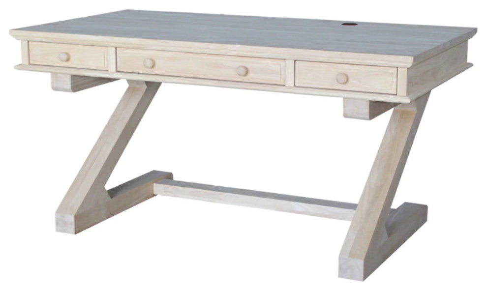 Unique Desk, Z-Shaped Legs With Spacious Drawers & Cable Management, Unfinished
