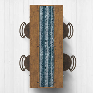 Blue Box and Dash Print 16x90 Cotton Twill Runner