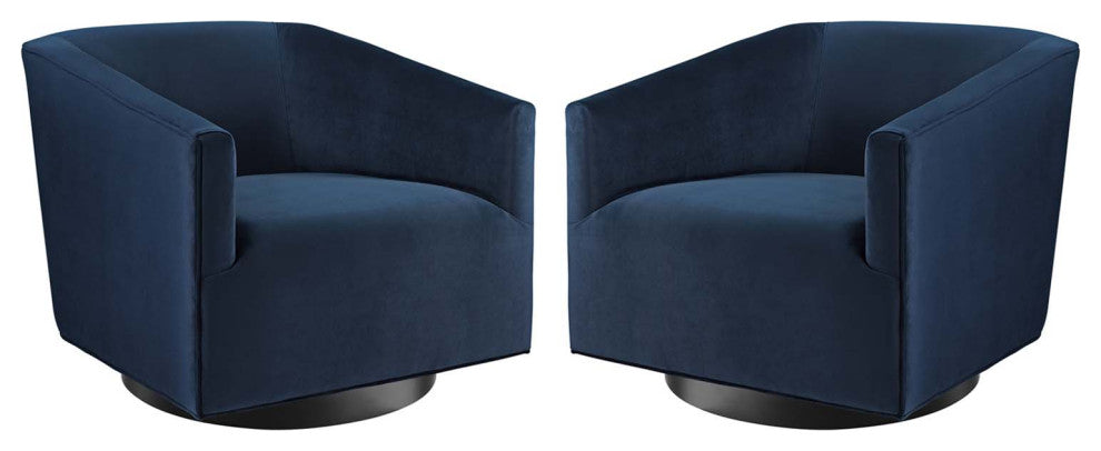 Accent Chair, Set of 2, Velvet, Dark Blue, Modern, Living Lounge Hospitality