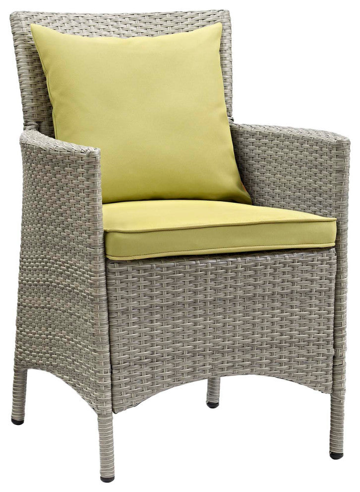 Light Gray Peridot Conduit Outdoor Patio Wicker Rattan Dining Armchair