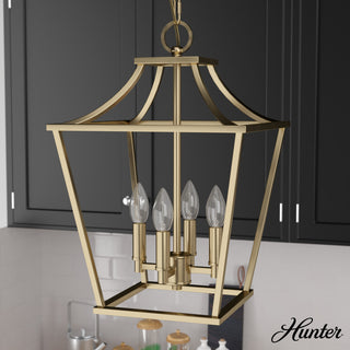 Hunter 12" Laurel Ridge Alturas Gold 4 Light Lantern Pendant Ceiling Light