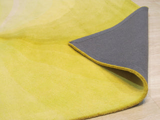 EORC Yellow Hand-Tufted Wool Swirl Rug, 6' Round
