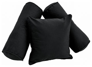 Solid Twill Throw Pillows With Inserts, 3-Piece Set, Black