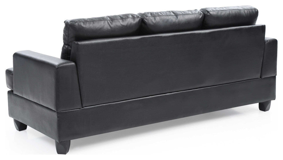 Sandridge 79 in. W Flared Arm Faux Leather Straight Sofa, Black