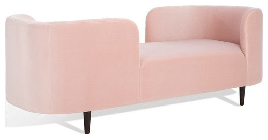 Safavieh Couture Frieda Velvet Tete A Tete Chair, Light Pink