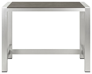 Shore Outdoor Patio Aluminum Rectangle Bar Table, Silver Gray