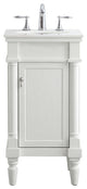 18" Single Bathroom Vanity, Antique White With Ivory White Engineered Marble