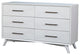 Six Drawers Mahogany Wood Dresser with Splayed Legs, White