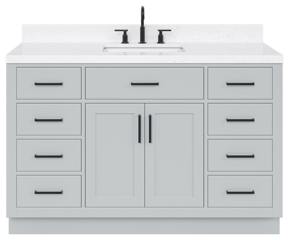 Ariel Hepburn 54" Single Rectangle Sink Vanity, Carrara Quartz
