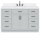 Ariel Hepburn 54" Single Rectangle Sink Vanity, Carrara Quartz