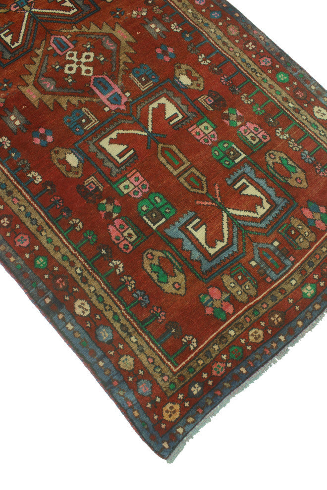 Fine Vintage Distressed Anadolis Rust/Brown Runner, 3'8x9'7